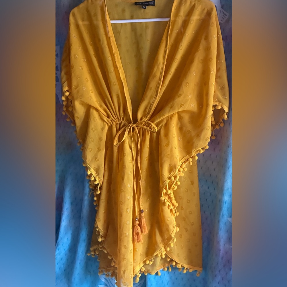 Sunny Yellow Pom-Pom Swim Coverup - Picture 5 of 5